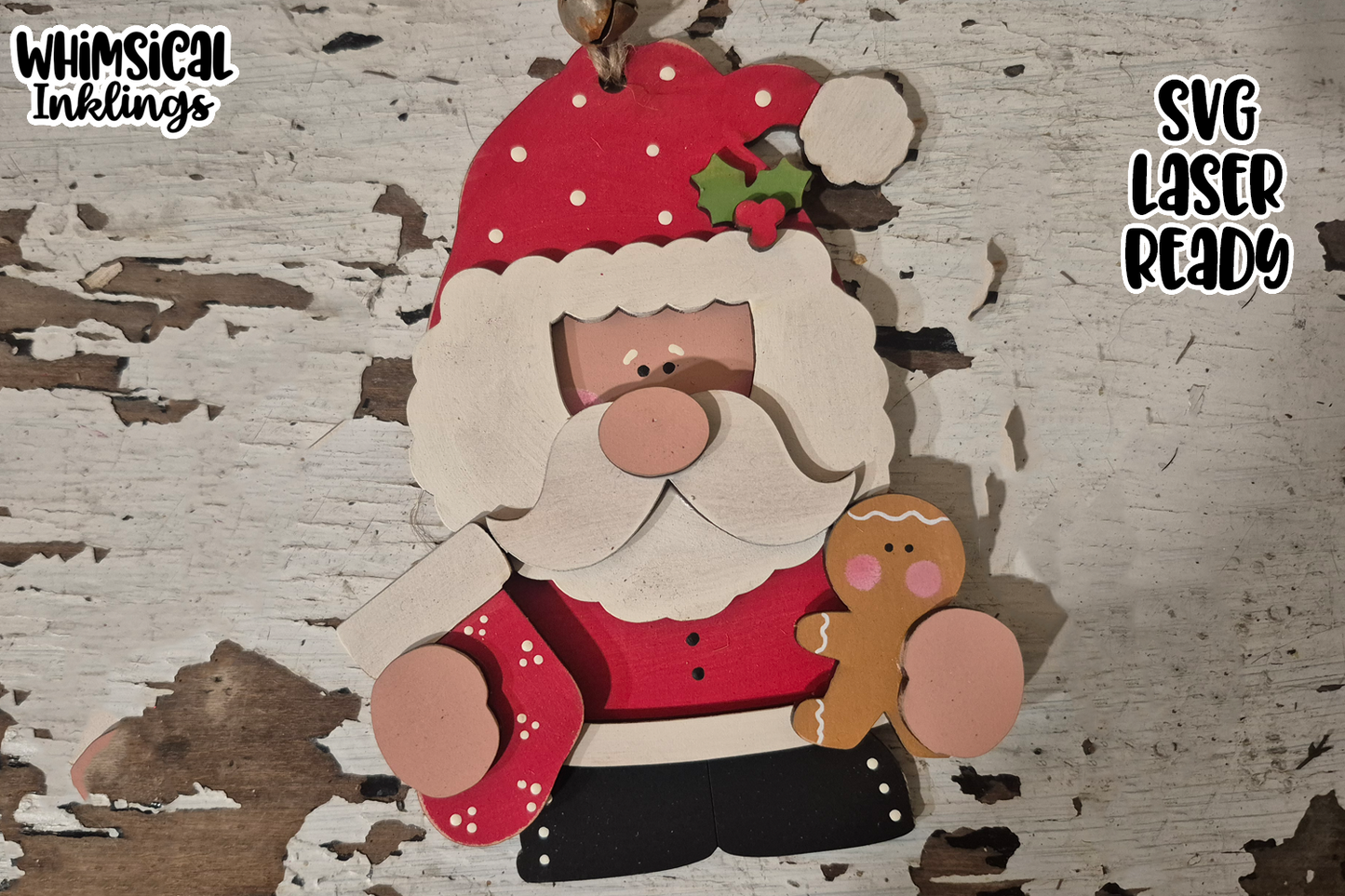Festive Little Santa Ornament Laser SVG
