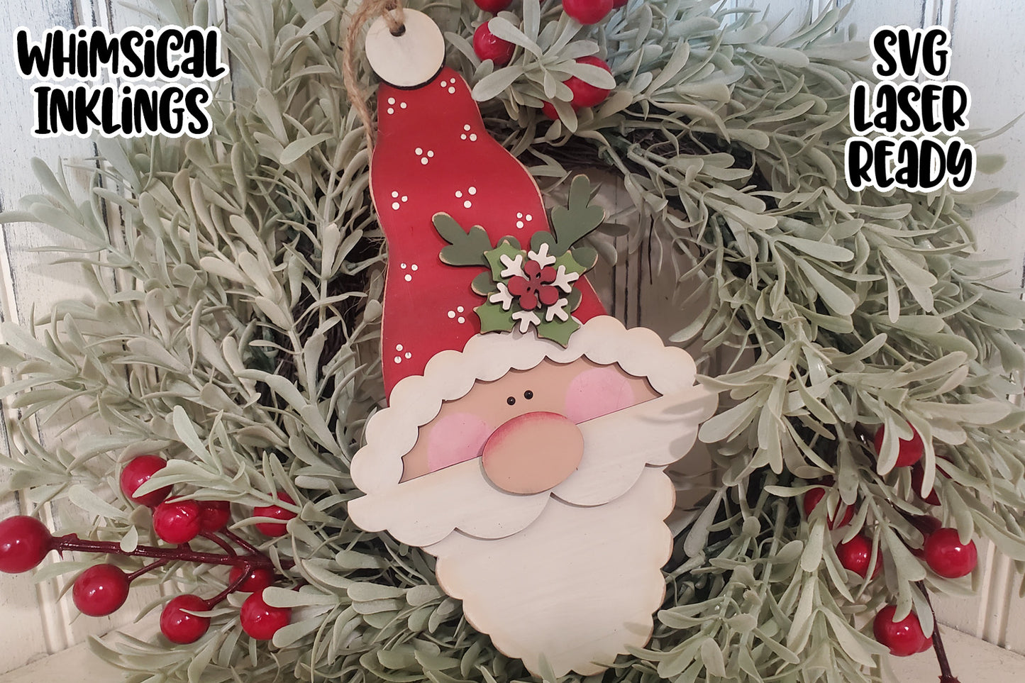 Folk-Art Santa Face Ornament Laser SVG