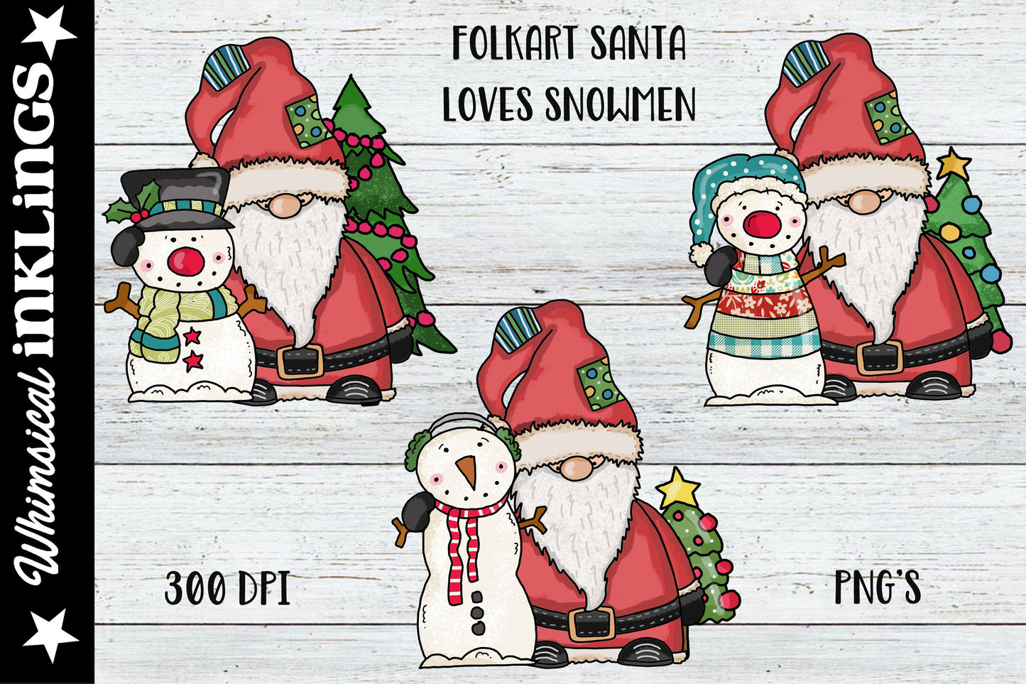 Folkart Santa Loves Snowmen | Christmas Sublimation