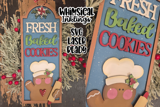 Fresh Baked Cookies Gingerbread Sign Laser SVG