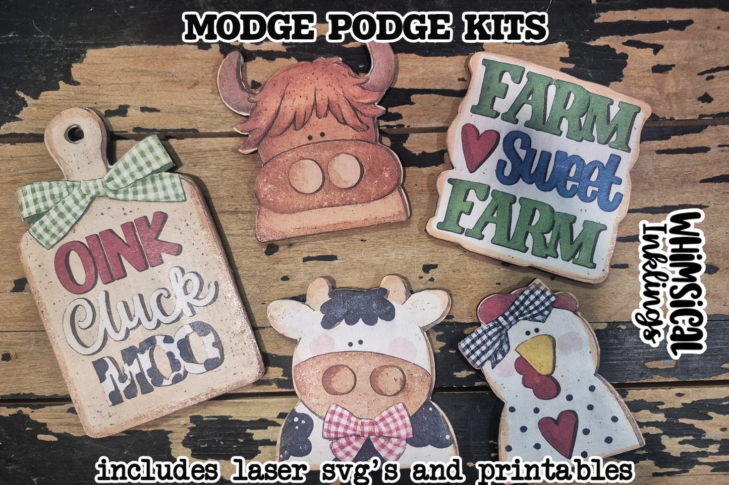 Farm Sweet Farm Laser magnets SVG's and Printable Modge Podge Set| Laser SVG