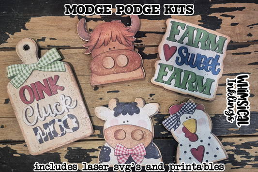 Farm Sweet Farm Laser magnets SVG's and Printable Modge Podge Set| Laser SVG