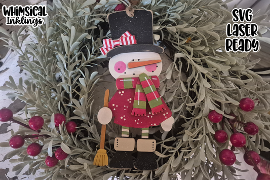 Frosty Fella Snowmen Ornament Laser SVG
