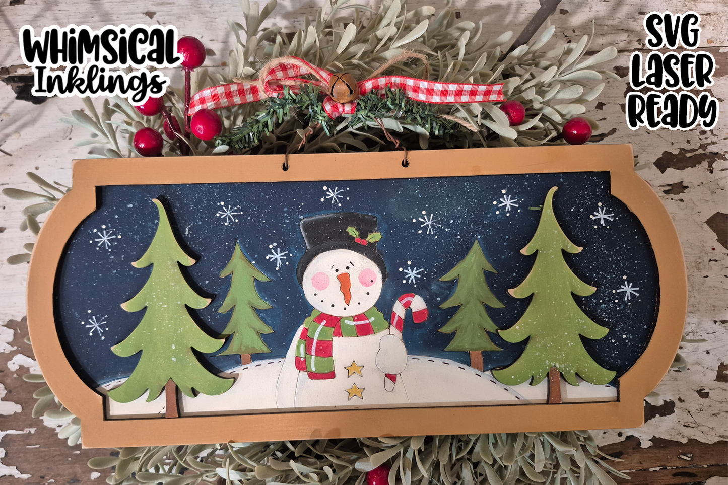 Frosty Winter Night Sign Laser SVG