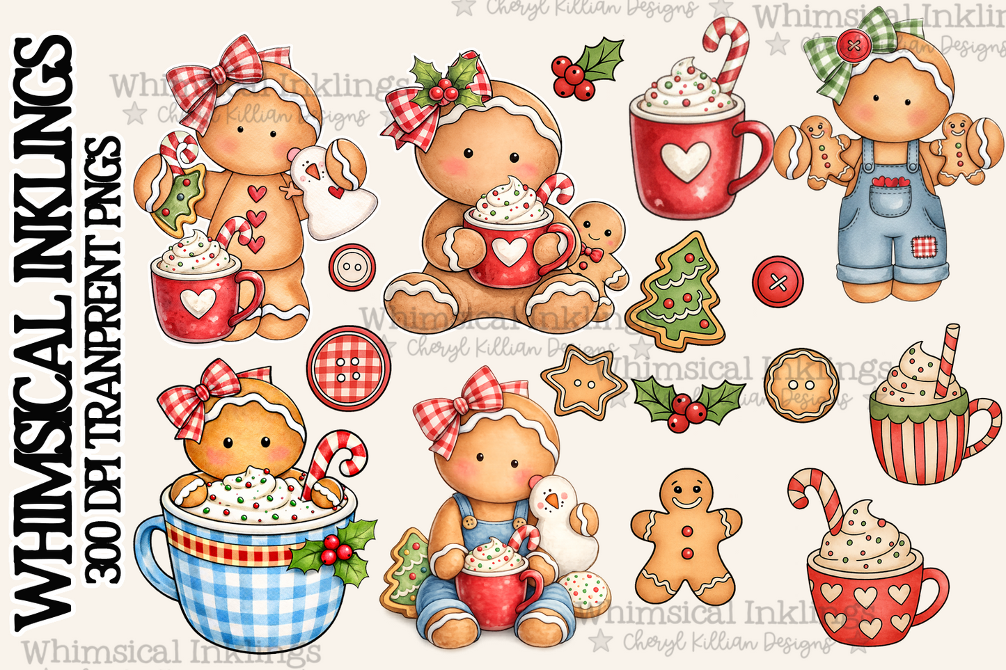 Gingerbread Sweeties Clipart and printables| Gingerbread DTF| Gingerbread Sublimation
