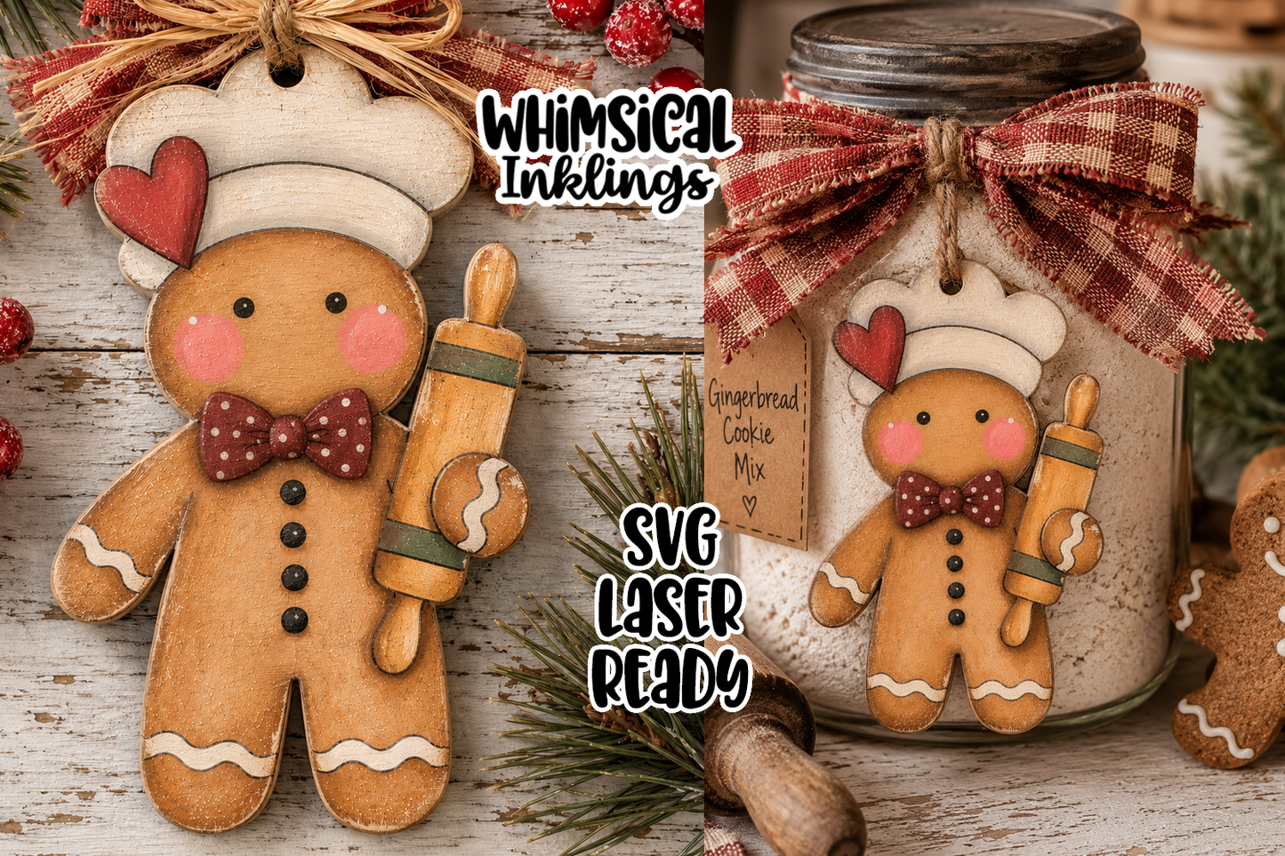 Gingerbread Baker Ornament Laser SVHG| Christmas SVG
