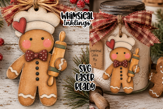 Gingerbread Baker Ornament Laser SVHG| Christmas SVG