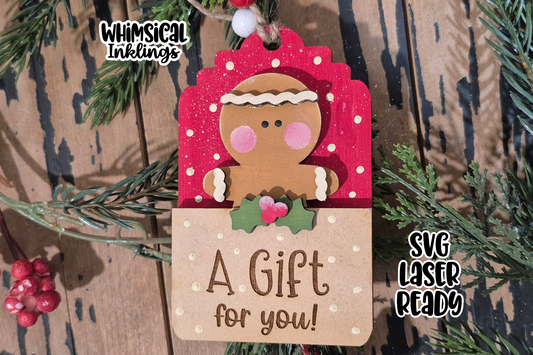 Gingerbread Gift Card Holder Ornament Laser SVG