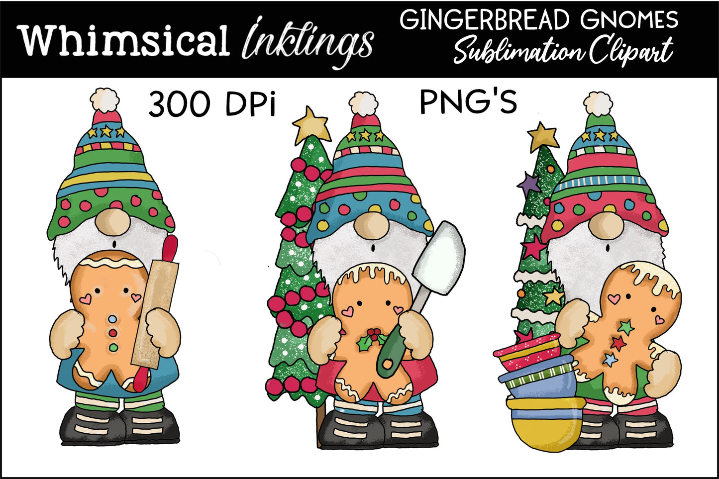 Gingerbread Gnomes Sublimation| Christmas Sublimation| Gnome Clipart