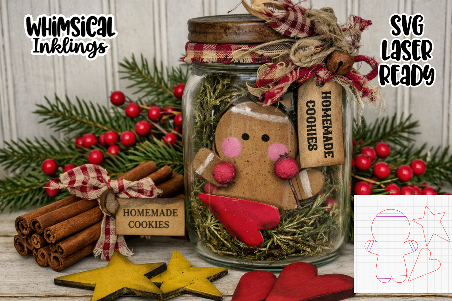 Gingerbread Jar Laser SVG