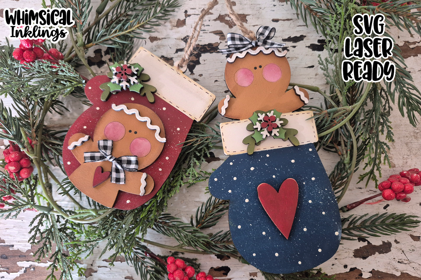 Gingerbread Mitten Ornaments Laser SVG