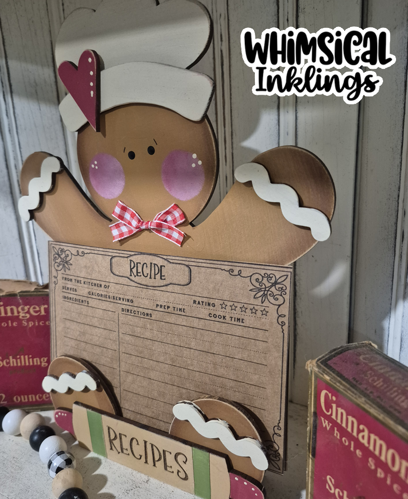 Gingerbread Recipe Card Holder Laser SVG