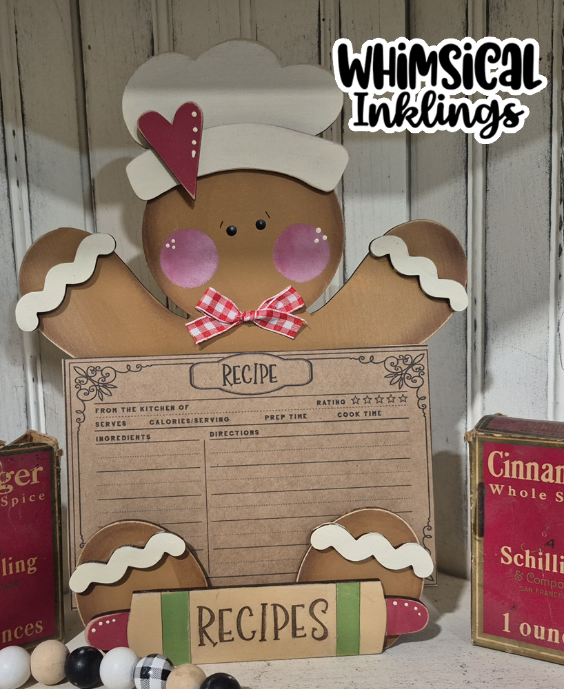 Gingerbread Recipe Card Holder Laser SVG