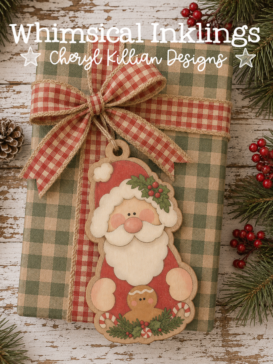Gingerbread Santa Claus Ornament Laser SVG