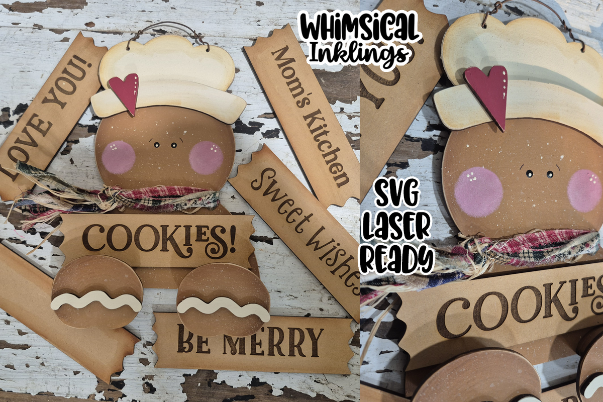 Gingerbread Sign Svg Gingerbread Sign Holder Laser SVG – Whimsical Inklings