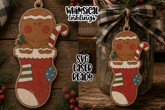 Gingerbread Stocking Ornament Laser SVG