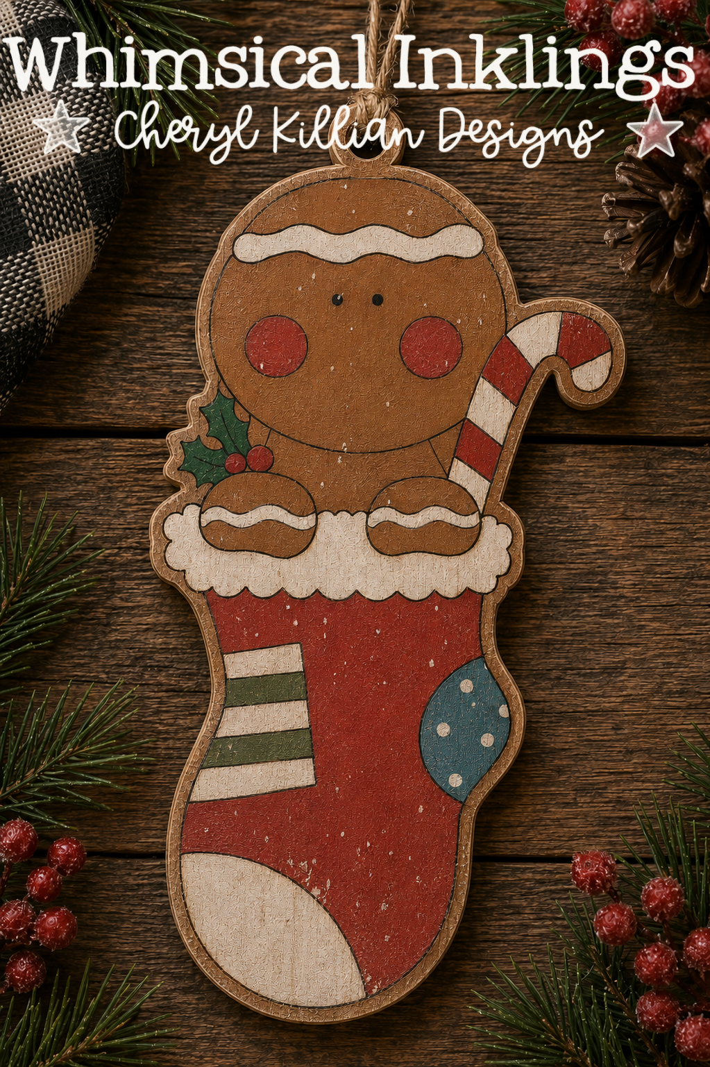 Gingerbread Stocking Ornament Laser SVG