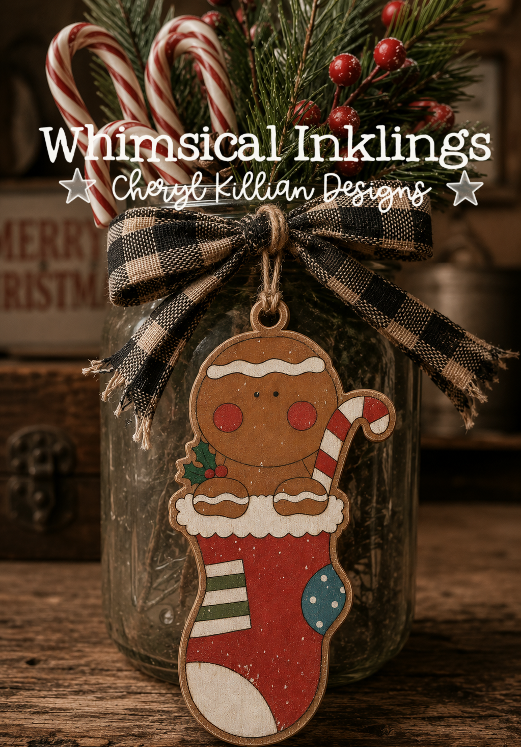 Gingerbread Stocking Ornament Laser SVG