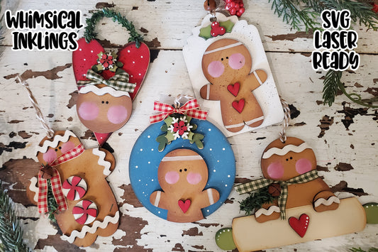 Gingerbread Wishes Ornament Set Laser SVG's| Christmas Laser SVG