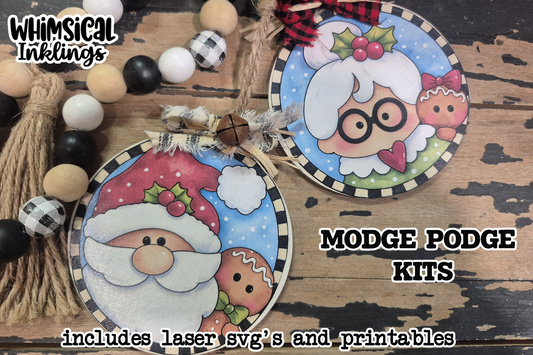Ginger Clauses Ornaments SVG and Matching Printables for Modge Podge | laser SVG