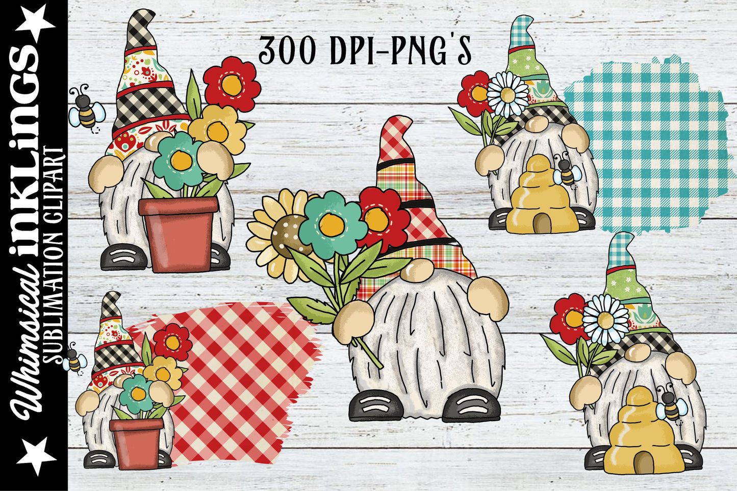 Gingham Flower Gnomes Sublimation| Summer Sublimation