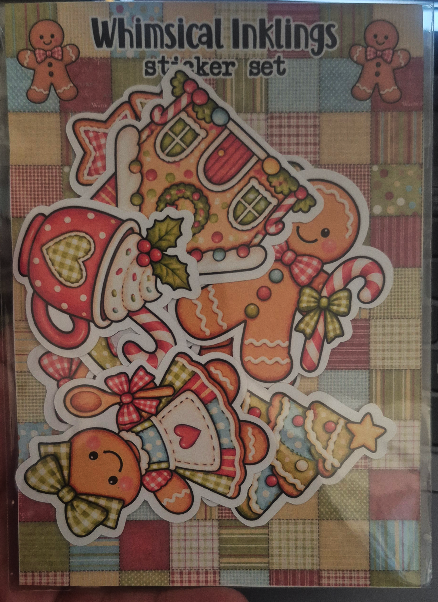 Gingham Gingerbread Sticker Pack| Christmas Stickers