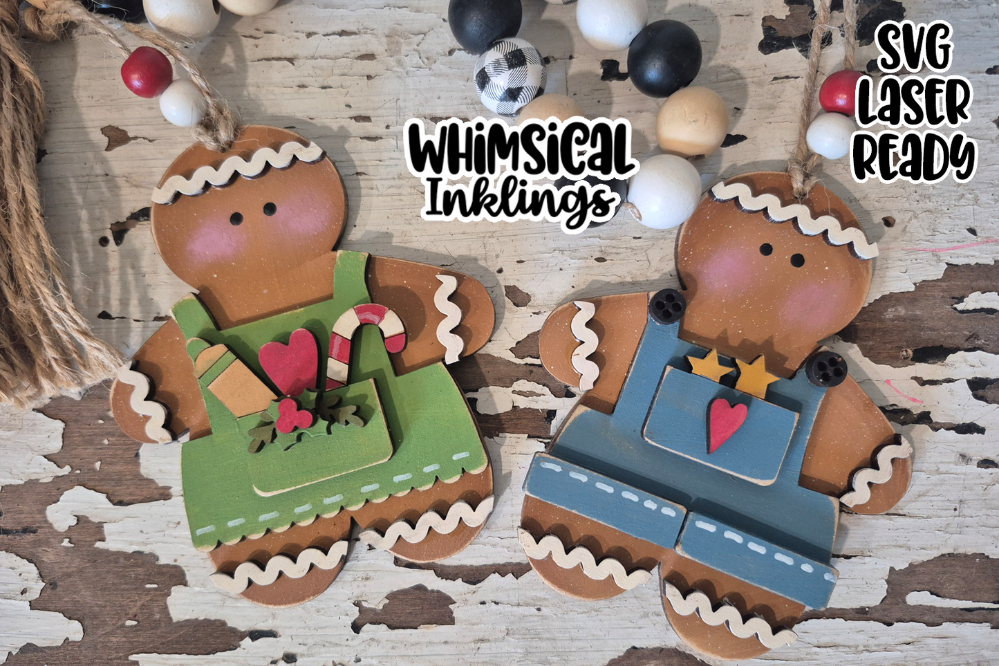 Gingerbread Couple Ornaments Laser SVG