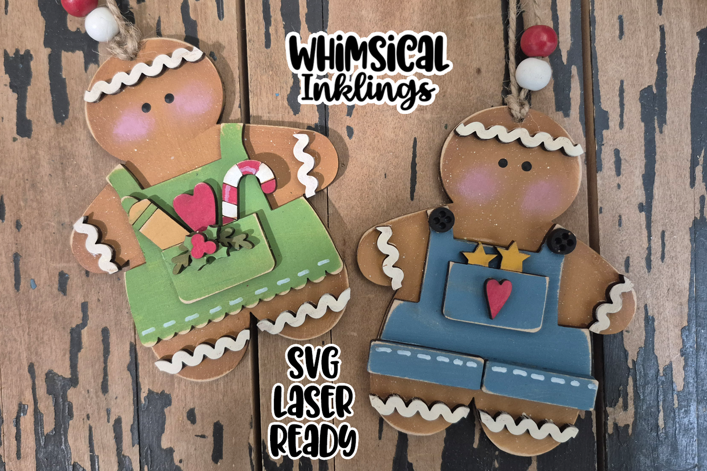 Gingerbread Couple Ornaments Laser SVG