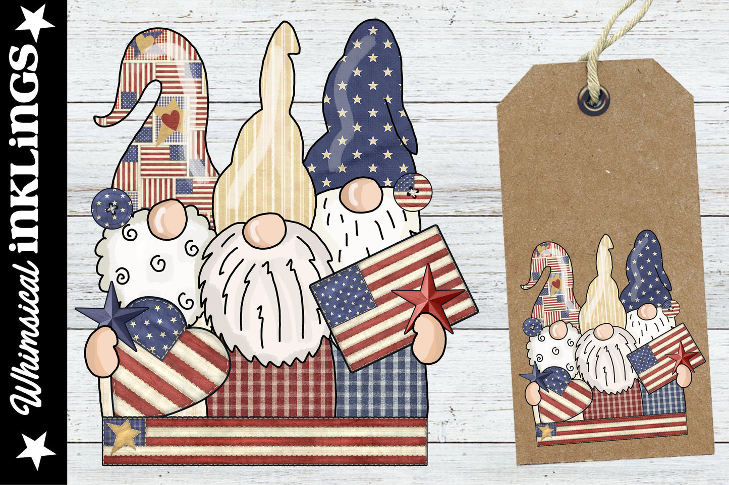 Gnome Trio Loves America| Fourth Of July| Patriotic Sublimation