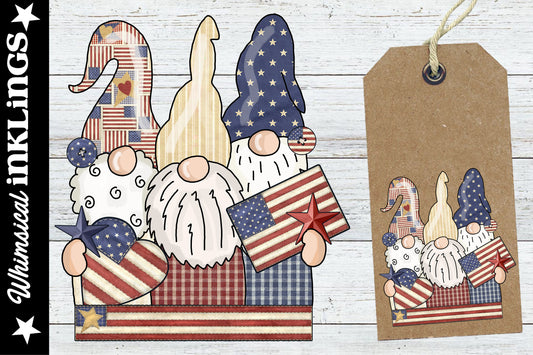 Gnome Trio Loves America| Fourth Of July| Patriotic Sublimation