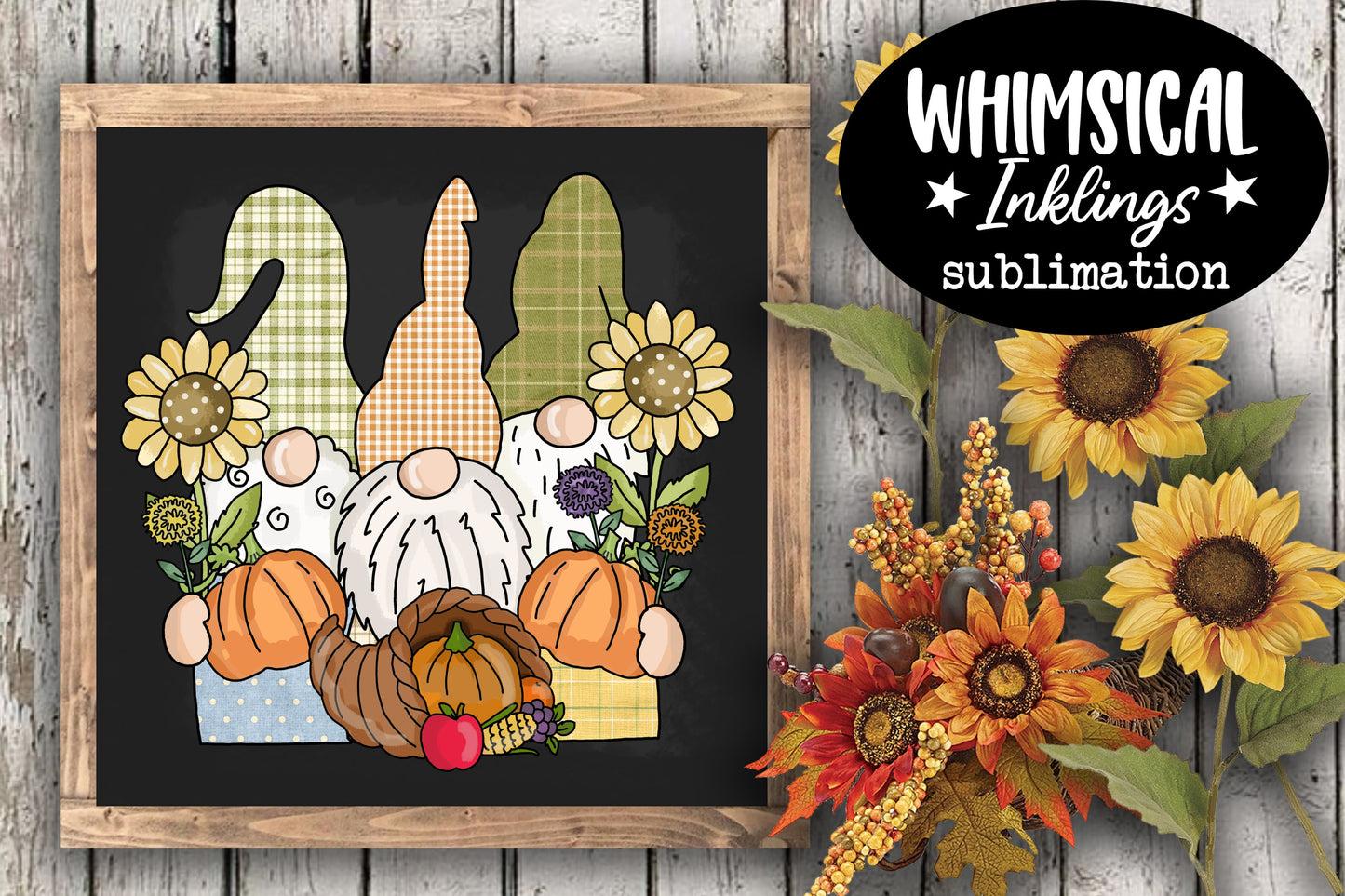 Gnome Trio Thanksgiving| Fall Sublimation