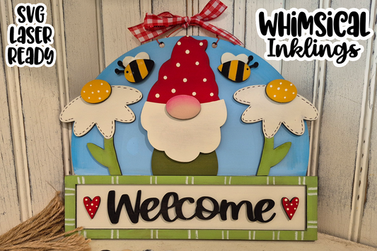 Gnome Welcome Sign Laser SVG