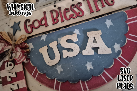 God Bless The USA Sign Laser SVG| Patriotic SVG
