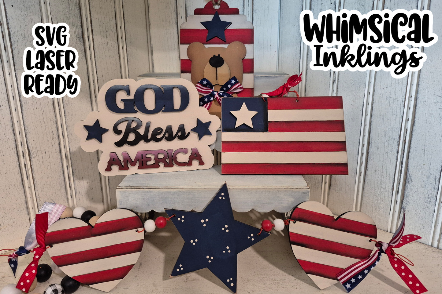 God Bless America Laser SVG Set| Patriotic Laser SVG