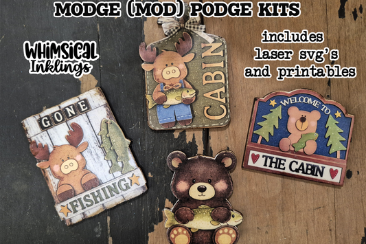 Gone Fishing magnet Set SVG's and matching Modge Podge Printables| laser SVG