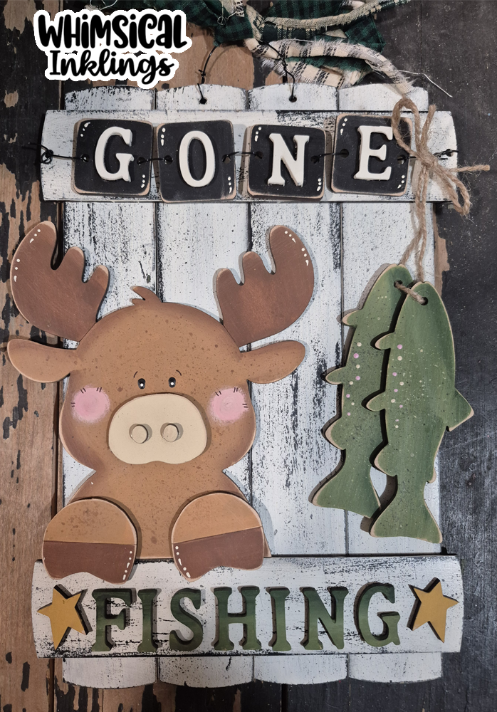 Gone Fishing Moose Sign laser SVG