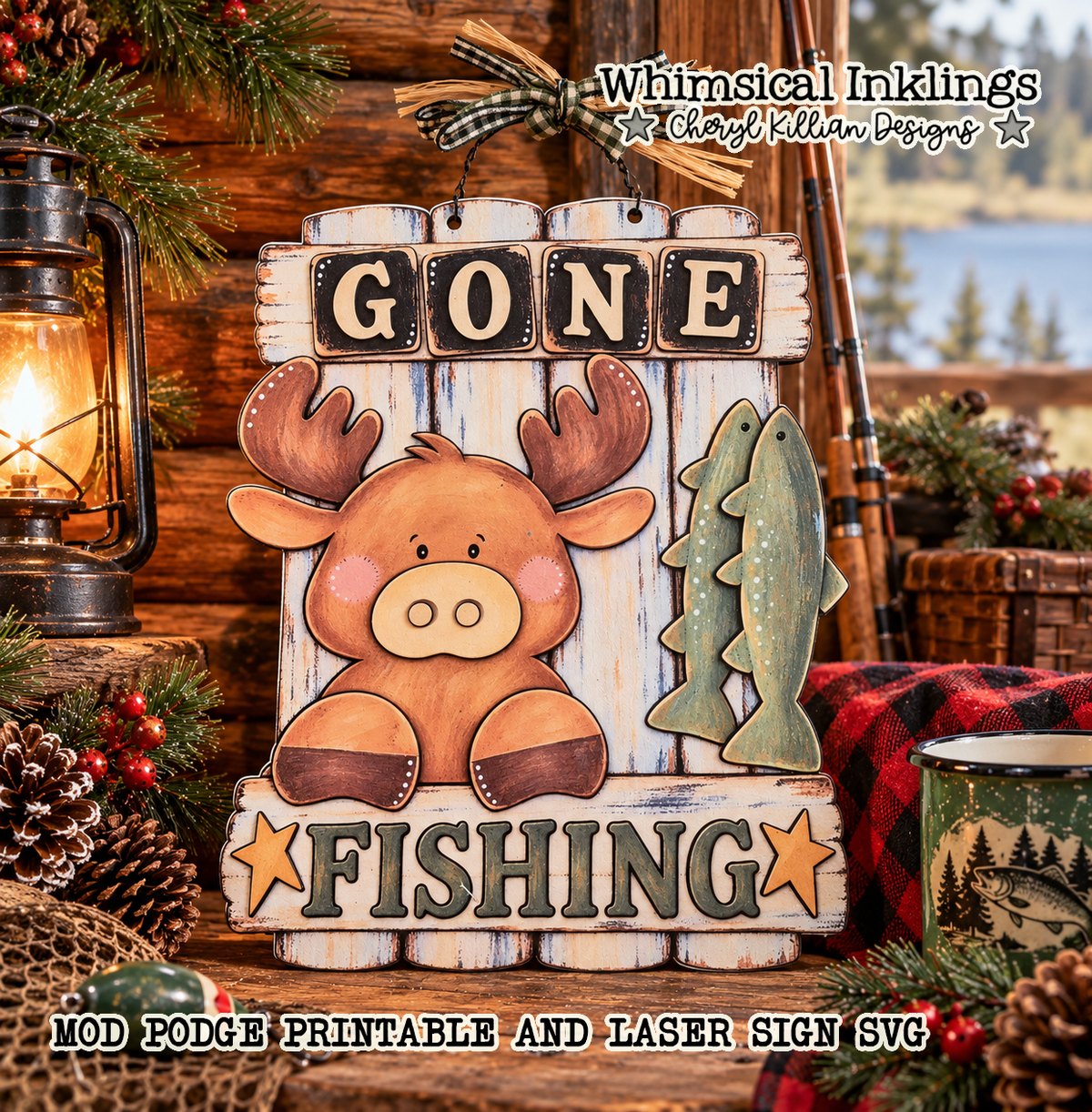 Gone Fishing Sign| Mod Podge Printable and Laser SVG
