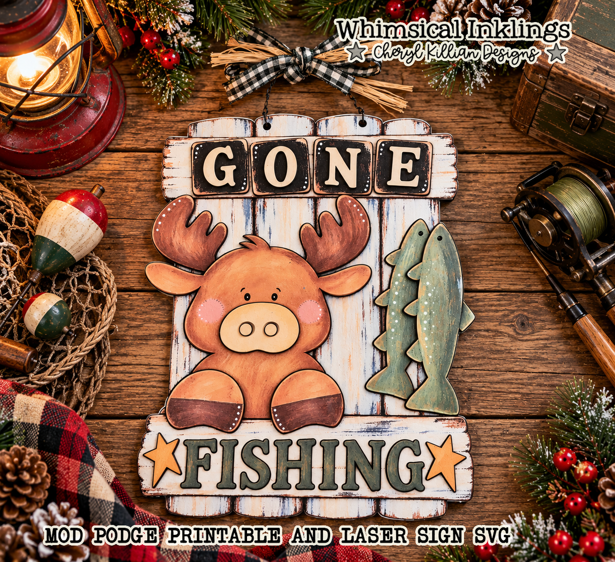 Gone Fishing Sign| Mod Podge Printable and Laser SVG