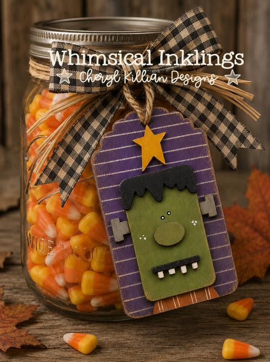 Halloween Frank Tag Laser SVG