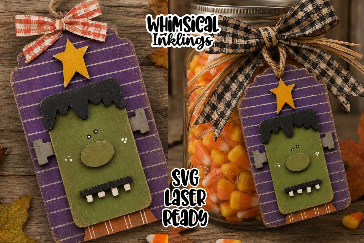 Halloween Frank Tag Laser SVG