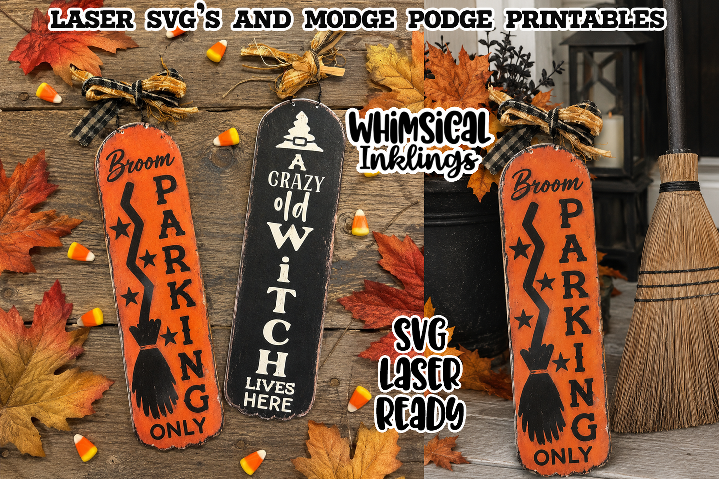 Halloween Sign Set SVG and Modge Podge Printables| Laser SVG