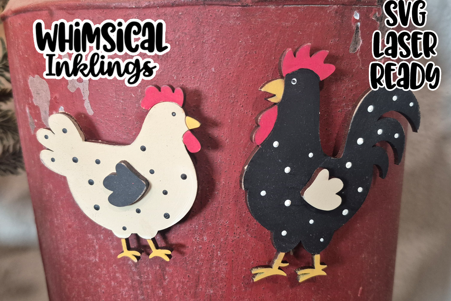 Happy Chicken Magnets Laser SVG