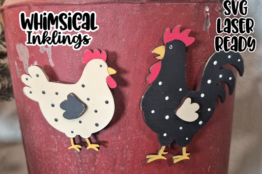 Happy Chicken Magnets Laser SVG
