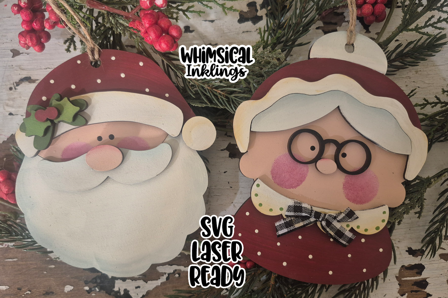 Happy Clauses Ornaments Laser SVG