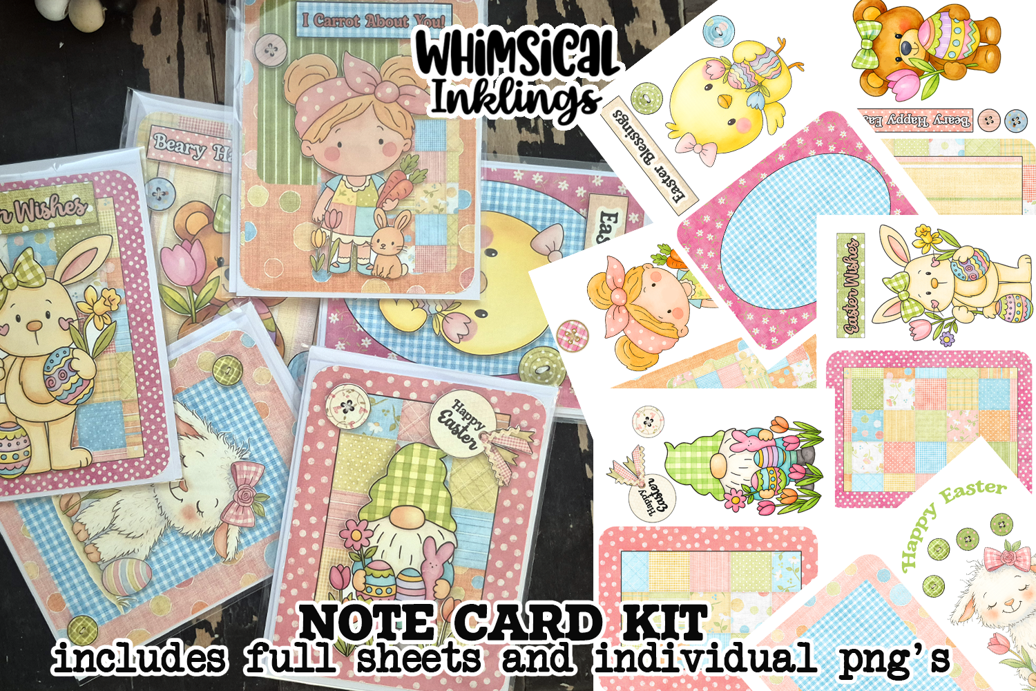 Happy Easter Mix and Match Note Card Set – Whimsical Inklings