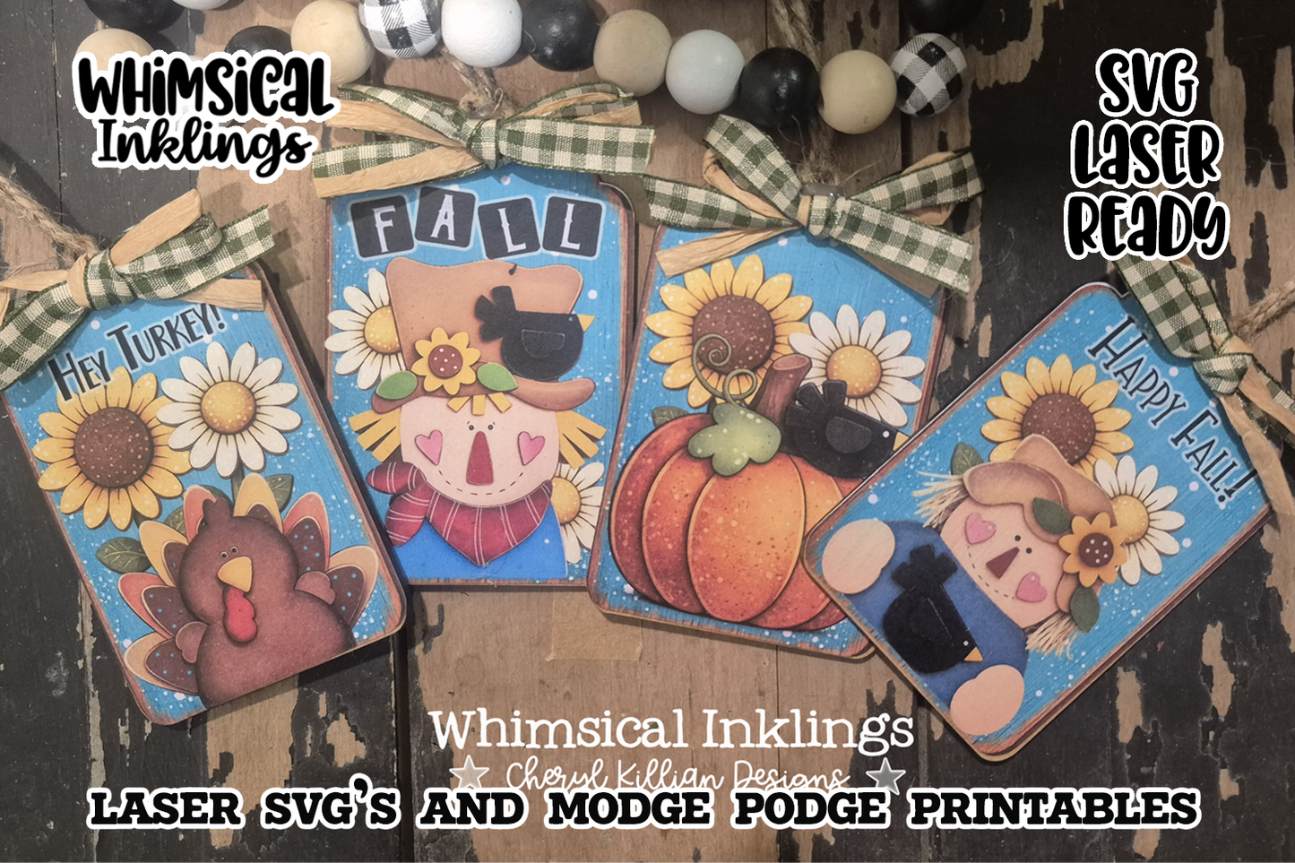 Happy Fall Tags SVG and Modge Podge Printables| Laser SVG
