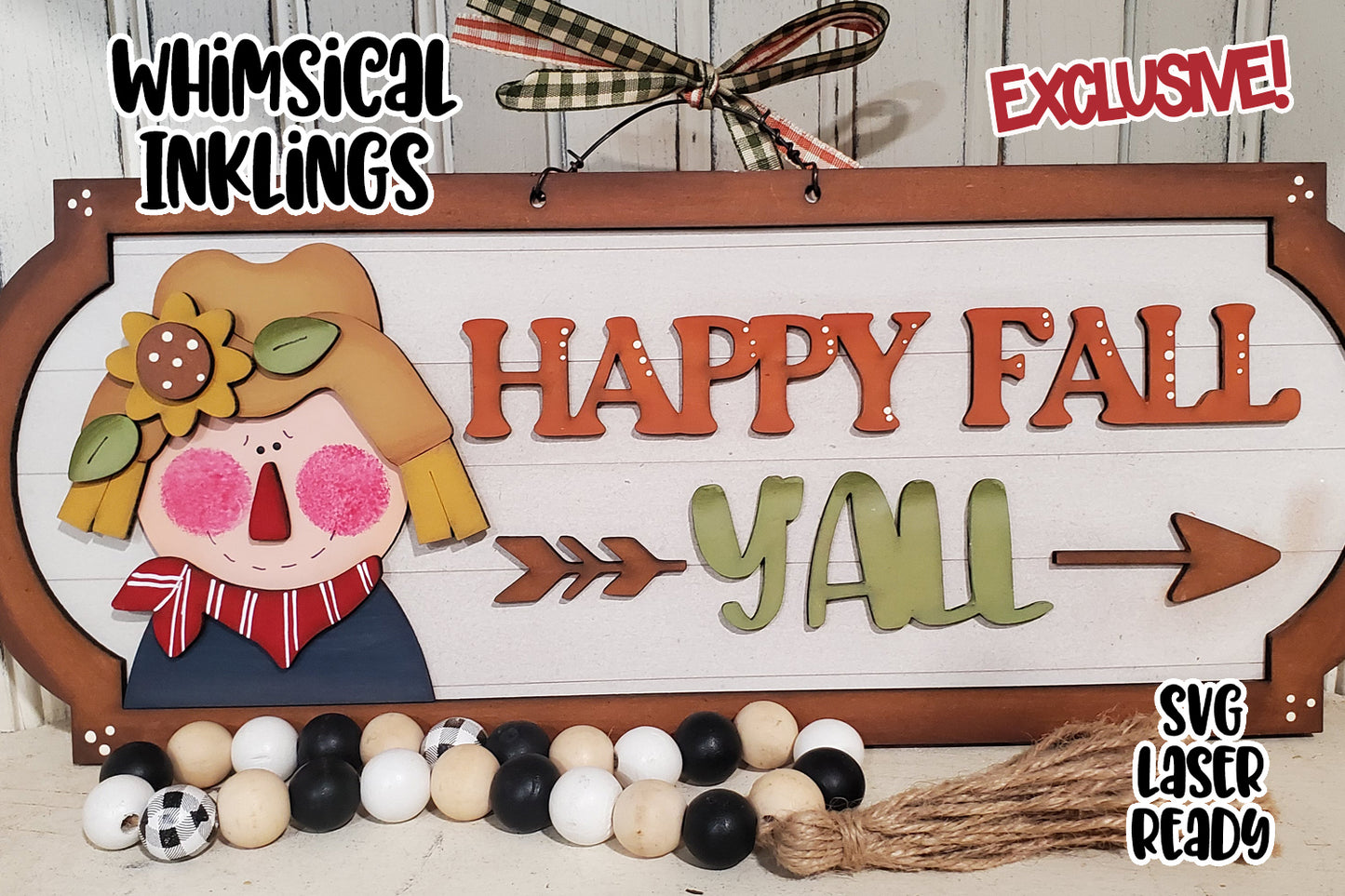 Happy Fall Y'All Scarecrow Sign DIY Wood Kit