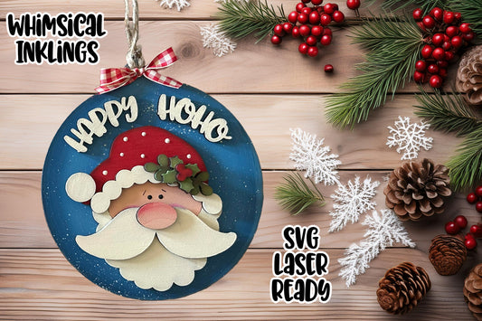 Happy Ho Ho Santa Ornament Laser SVG