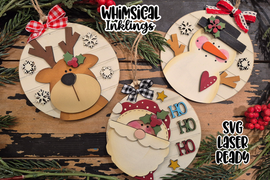 Happy Holidays Ornament Trio Laser SVG