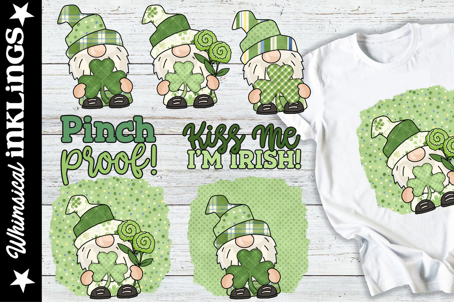 Happy Saint Patrick's Day Gnomes Sublimation Clipart